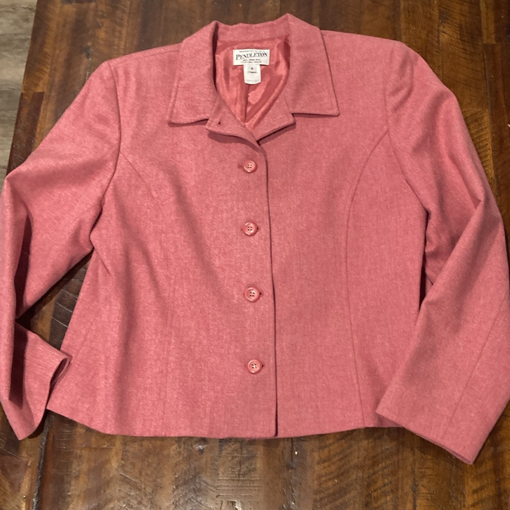 Pendleton Pink Button Up Wool Blazer 16 - image 5
